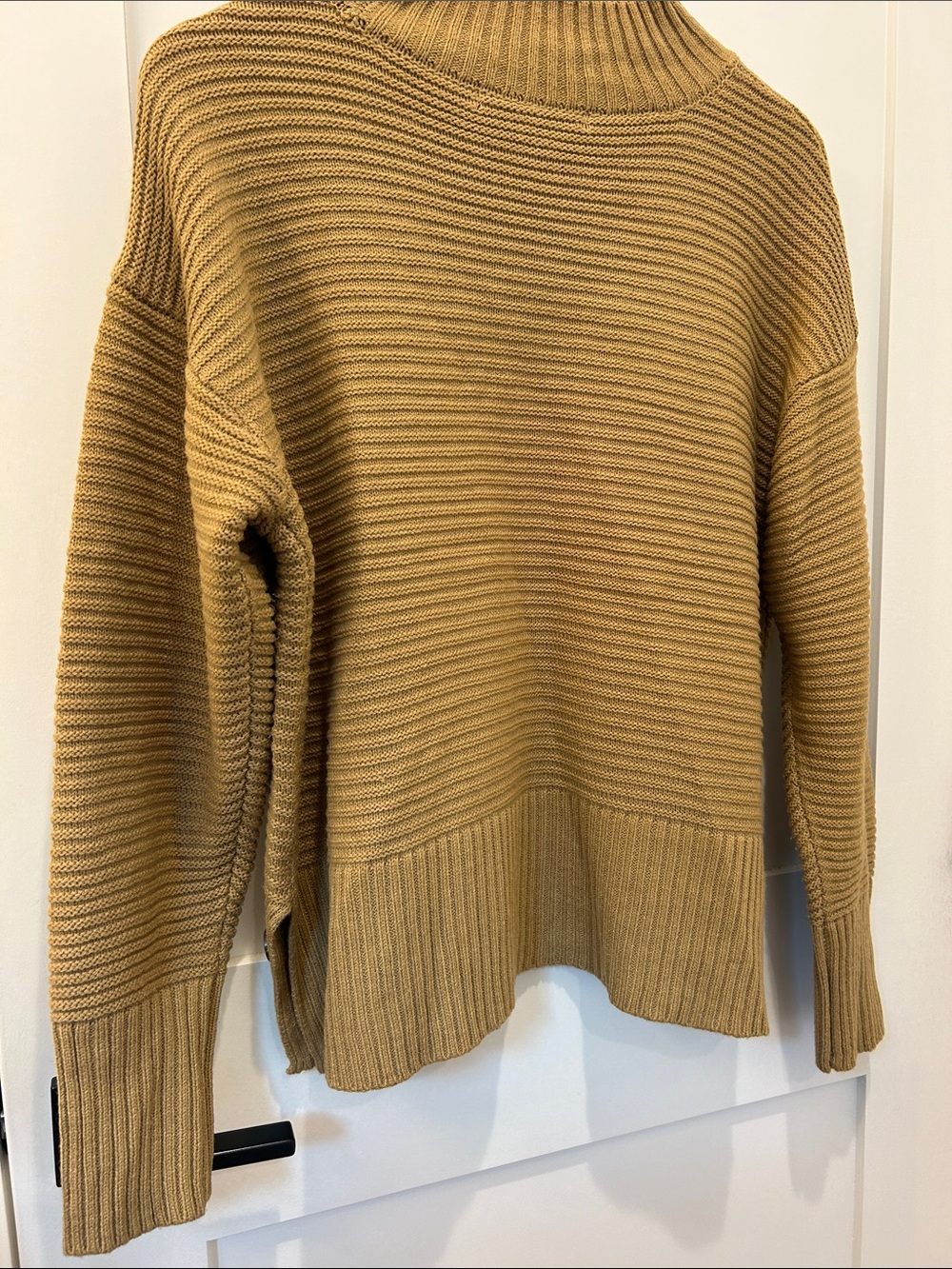 Women’s Ribbed Mock-Neck Sweater in Camel - Picture 4 of 10